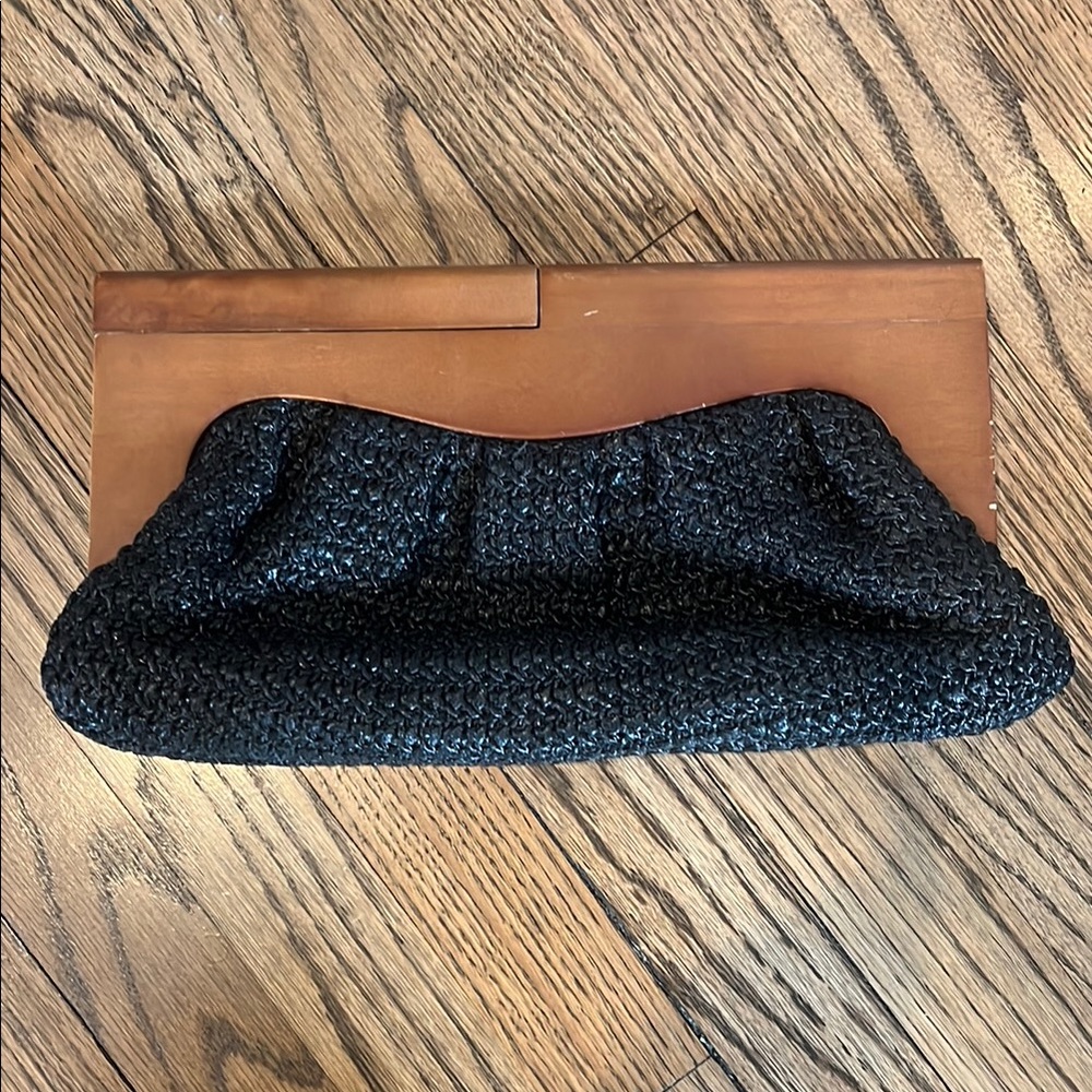 Chic Black Woven Clutch
